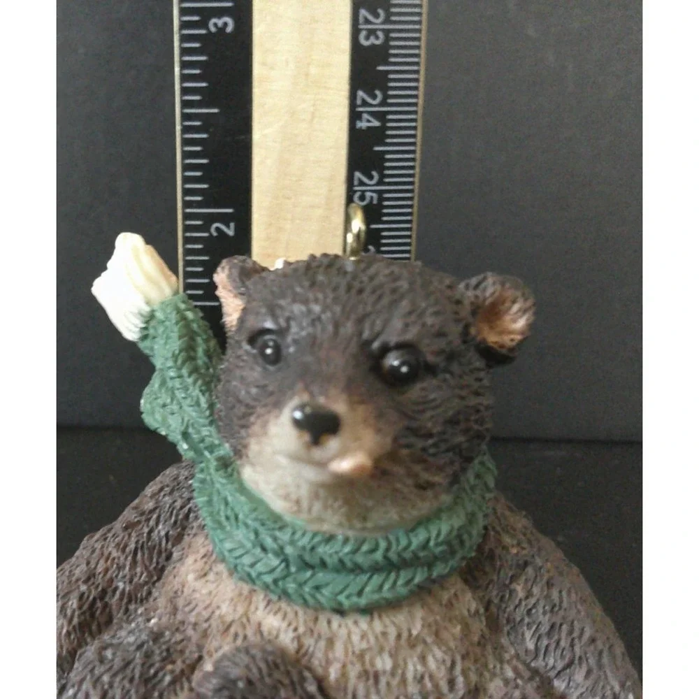 Roman RR Brown Bear Cub Flying Saucer‎ Sledding Christmas Holiday Ornament 1998